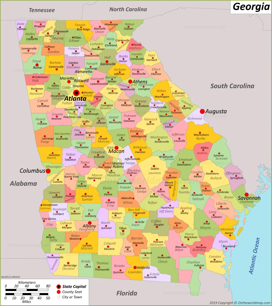 Georgia State Map USA Maps of Georgia GA