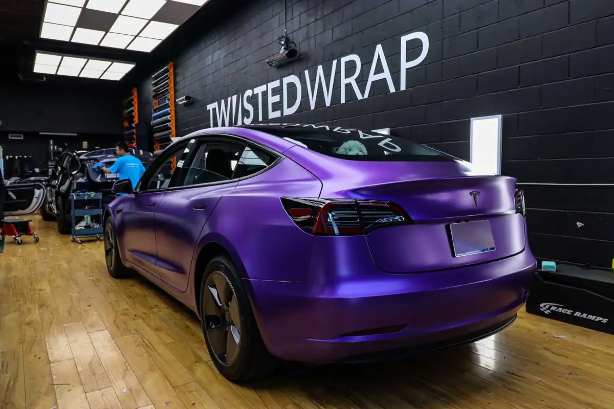 Purple Tesla Model 3 Satin Purple Vinyl Car Wrap